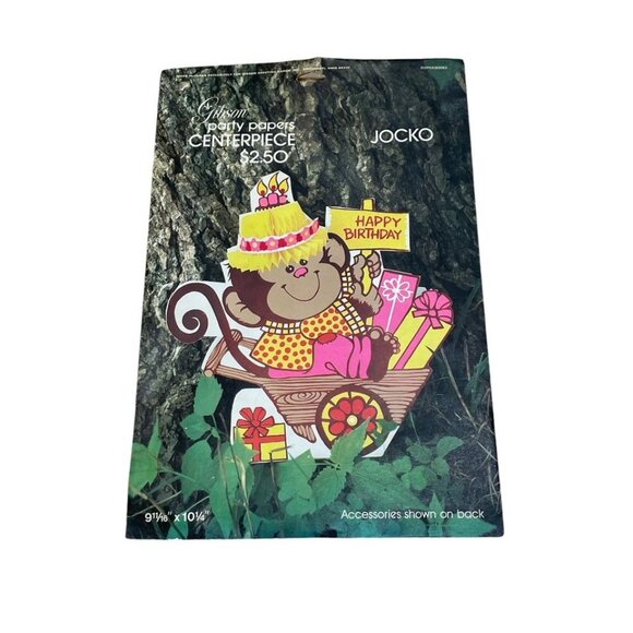 Vintage 1978 Monkey Birthday Party Centerpiece Die Cut Honeycomb JOCKO by Gibson - Picture 1 of 1